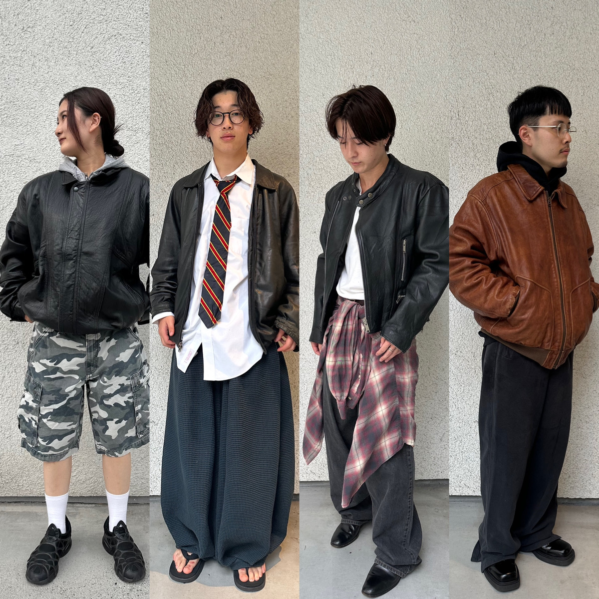 レザージャケットの着こなしを古着屋店員が徹底解説。コーデに合わせた