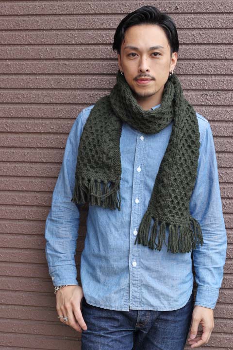 INVERALLAN」 12A HANDKNIT SOLID MUFFLER Col. Loden インバーアラン