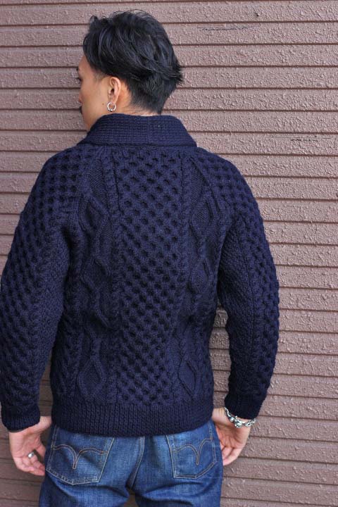 送料無料]「INVERALLAN」 6A SHAWL CARDIGAN Col. Navy インバーアラン