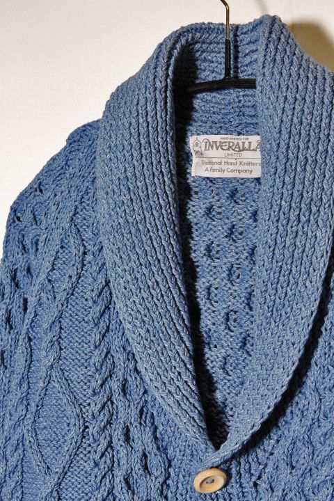 INVERALLAN」 6A SHAWL COLLER CARDIGAN COTTON インバーアラン