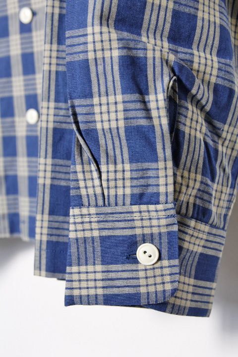 FULLCOUNT」INDIGO PALAKA CHECK OPEN COLLAR SHIRT フルカウント