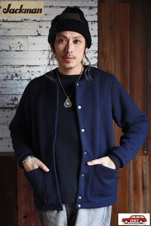 Jackman」Wool Collarless Jacket ジャックマン ウール カラーレス