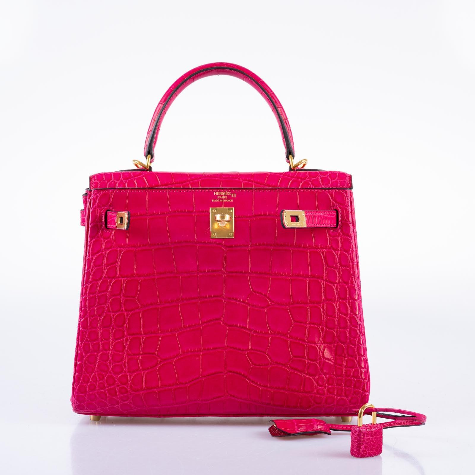 Hermes Kelly 25 Retourne 5P Bubblegum Pink Matte Alligator