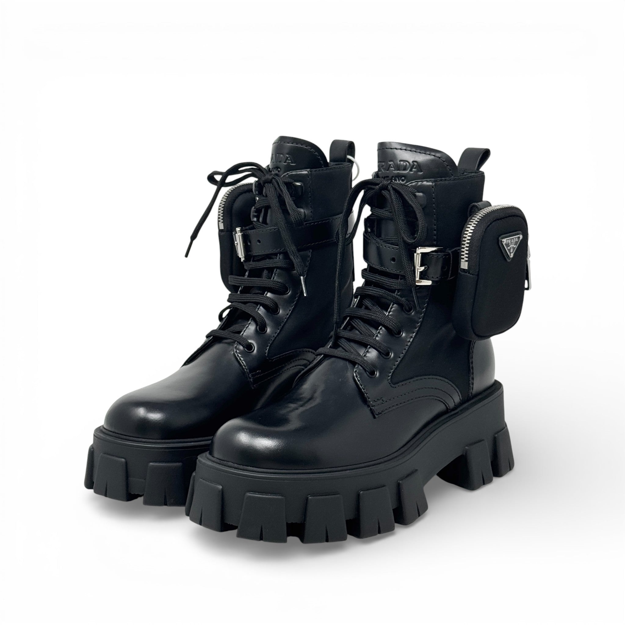 Prada Black Re-Nylon Boots 38 With Pouch | Jadore Couture