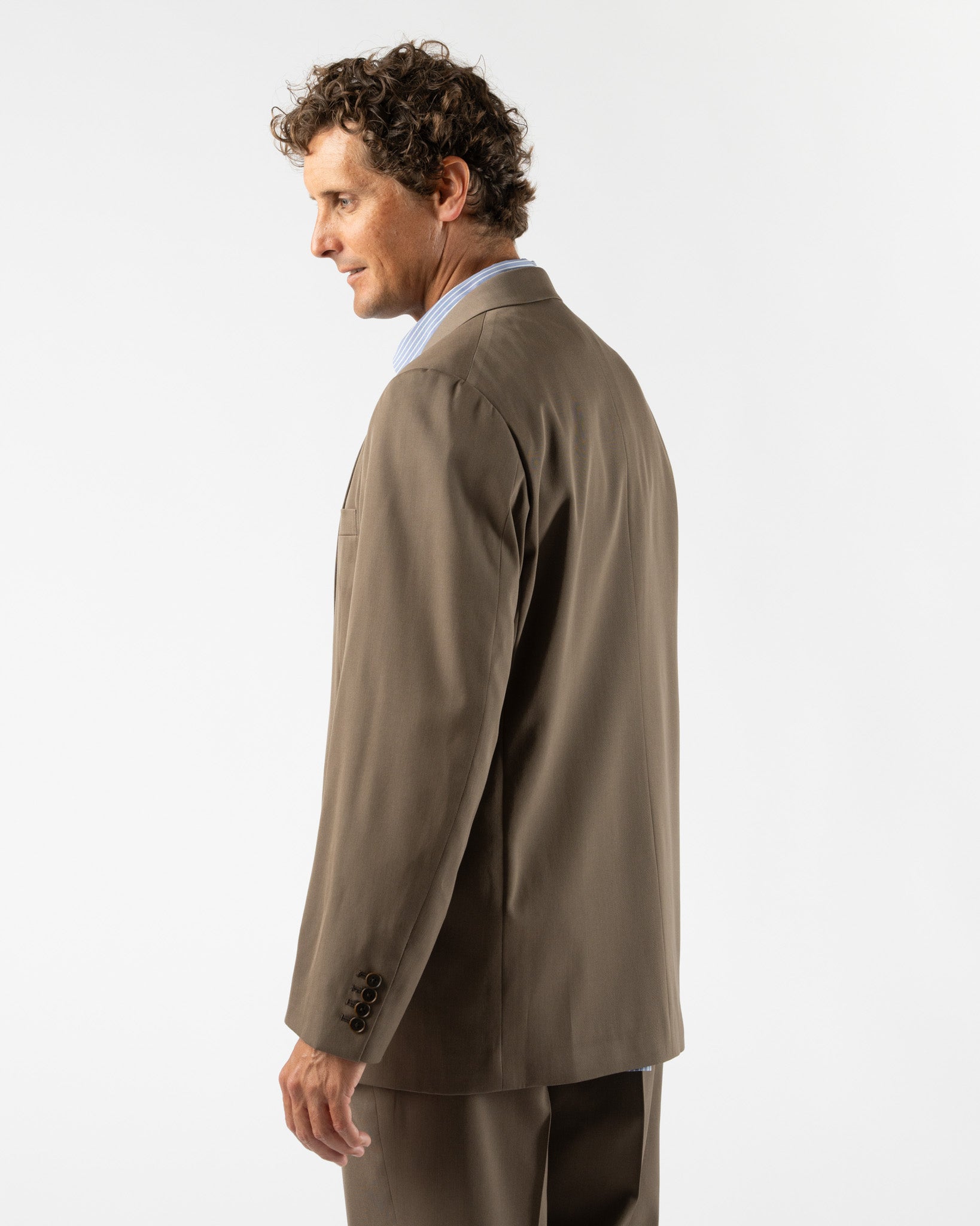 Auralee Light Wool Max Gabardine Jacket in Top Brown Curated at