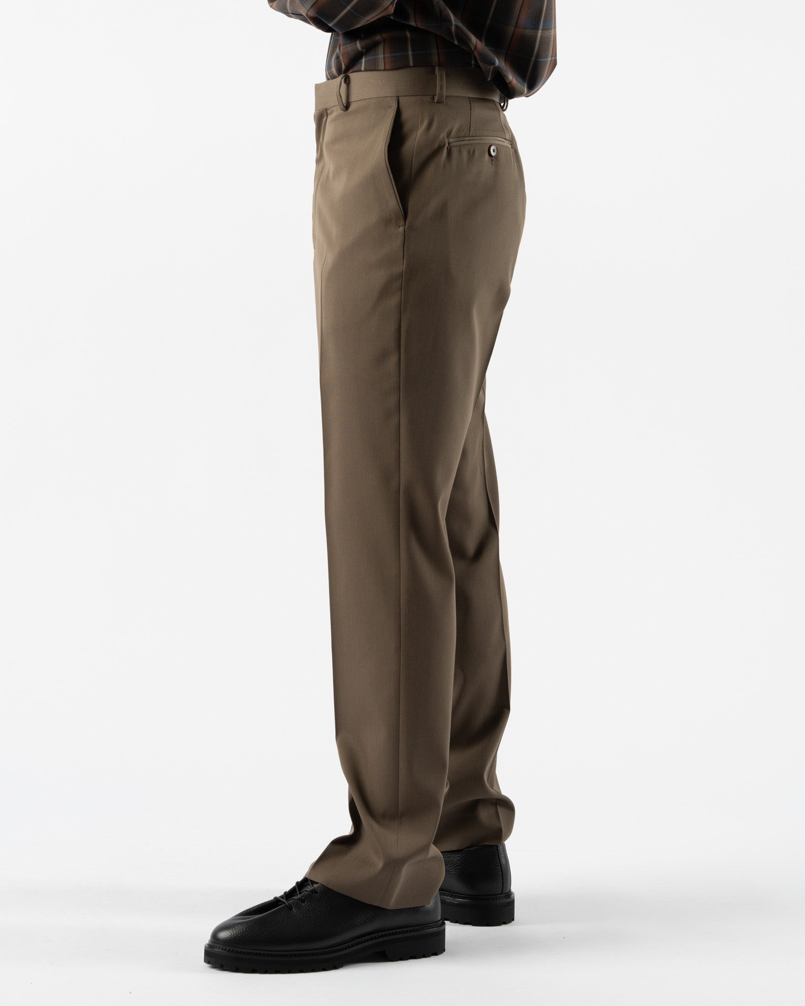 Auralee Light Wool Max Gabardine Pants in Top Brown Curated at