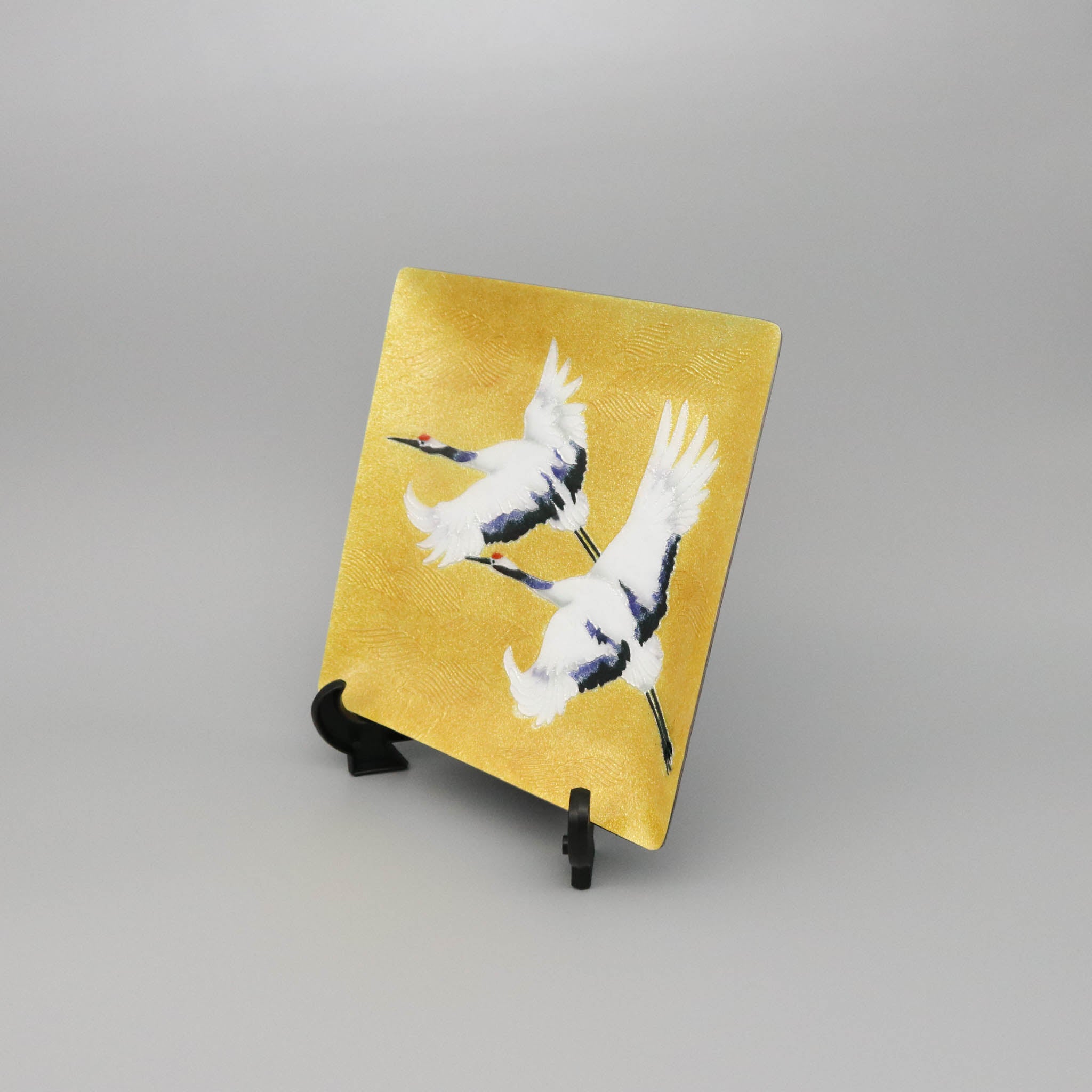 七宝焼き | 飾皿 | 双鶴 18x18