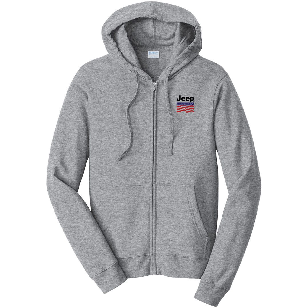 Classic Logo Gray Full Zip Hoodie - Jeep Jamboree USA