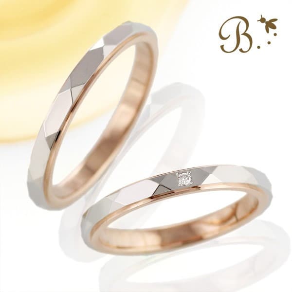 プラチナ ピンクゴールド ダイヤモンド マリッジリング 結婚指輪