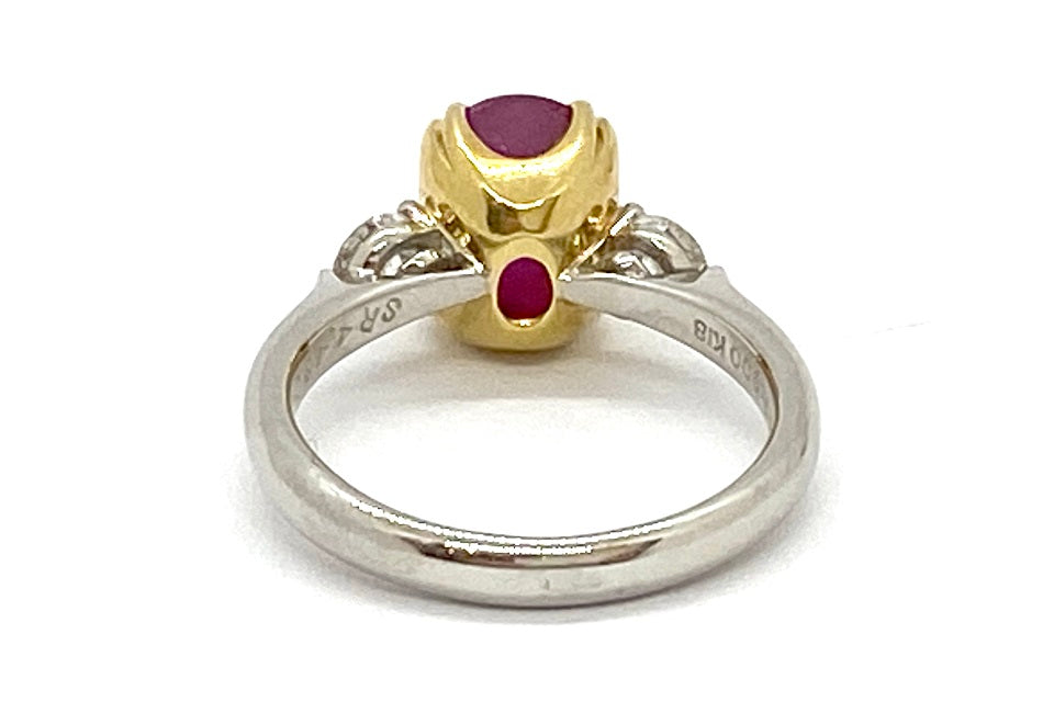 長江達雄】Pt900/K18スタールビー ダイヤモンドリング(NO.127787