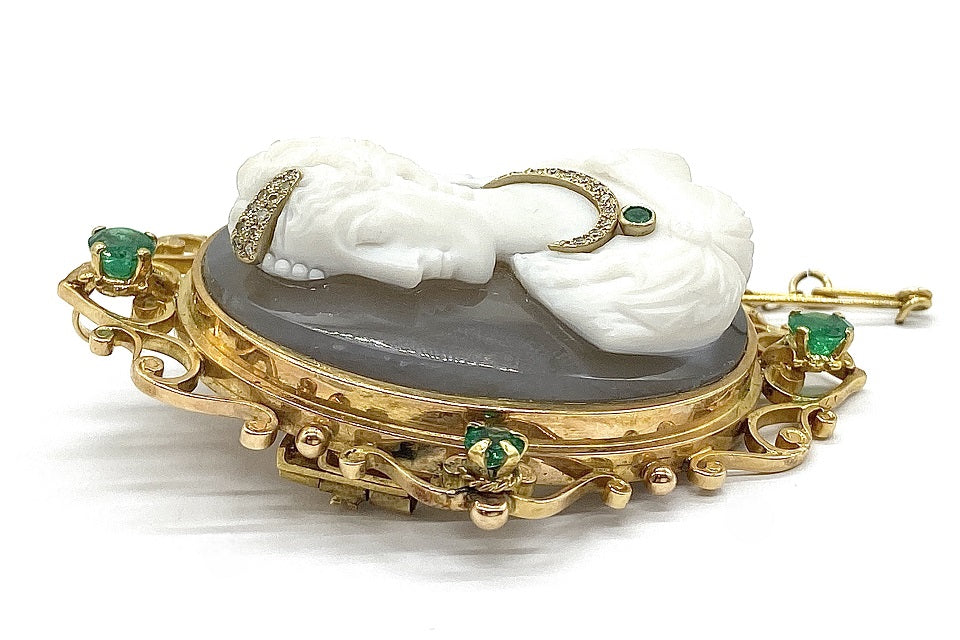 Stone Cameo】K18 YG/PGストーンカメオ エメラルド ダイヤモンドペン