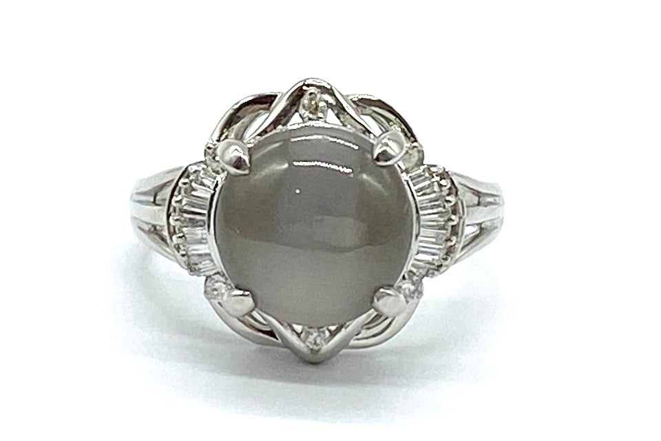 Sillimanite Cat's Eye Pt900シリマナイトキャッツアイ ダイヤモンド