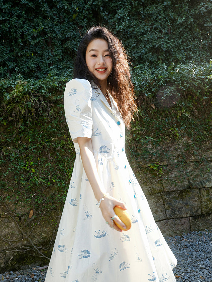 Twice momo様ご着用】チンパンジーテキスタイル パフスリーブサマー