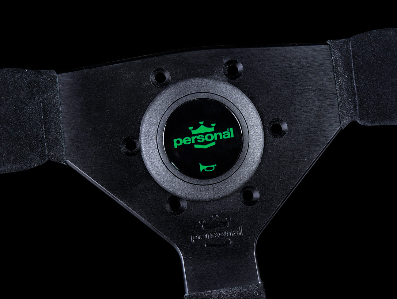 Personal Neo Grinta 350mm Steering Wheel - Black Suede / Green