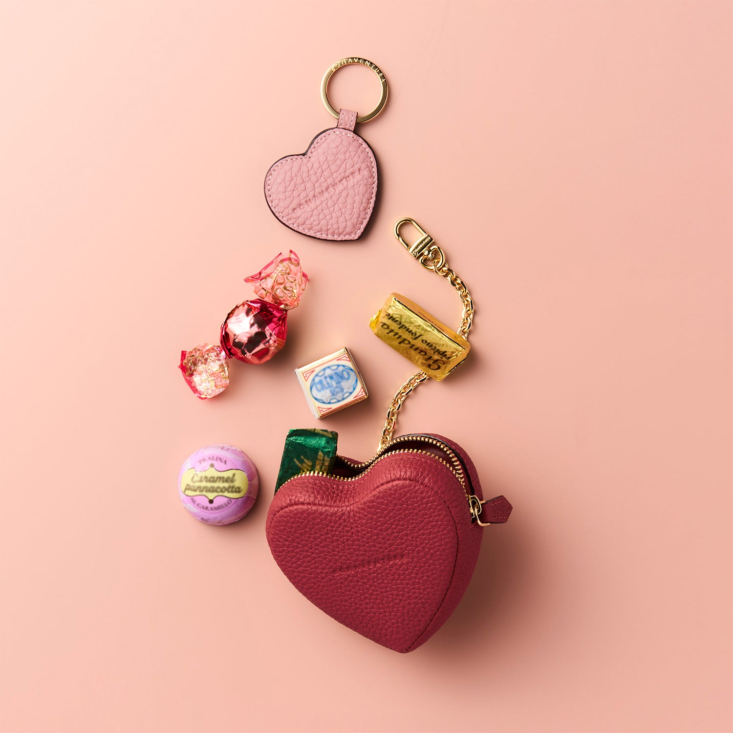 ハート キーホルダー シュリンクレザー