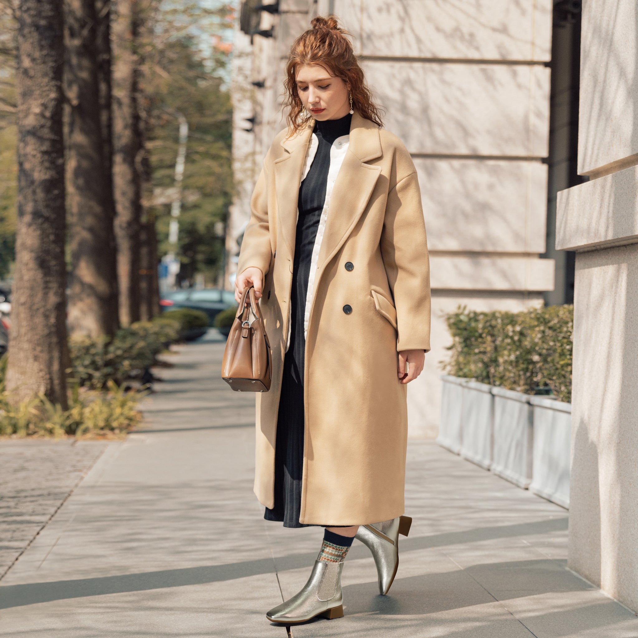 フィオリノ HASSELT レディース山羊革サイドゴアブーツ （ゴールド