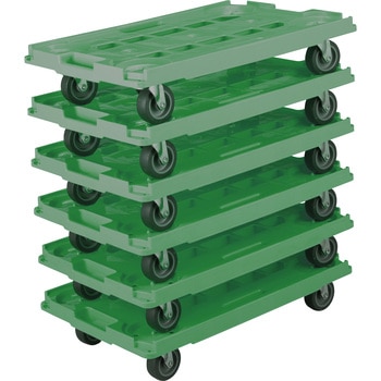 折りたたみコンテナ(50L)用台車 樹脂製 ストッパー付 エラストマー車輪