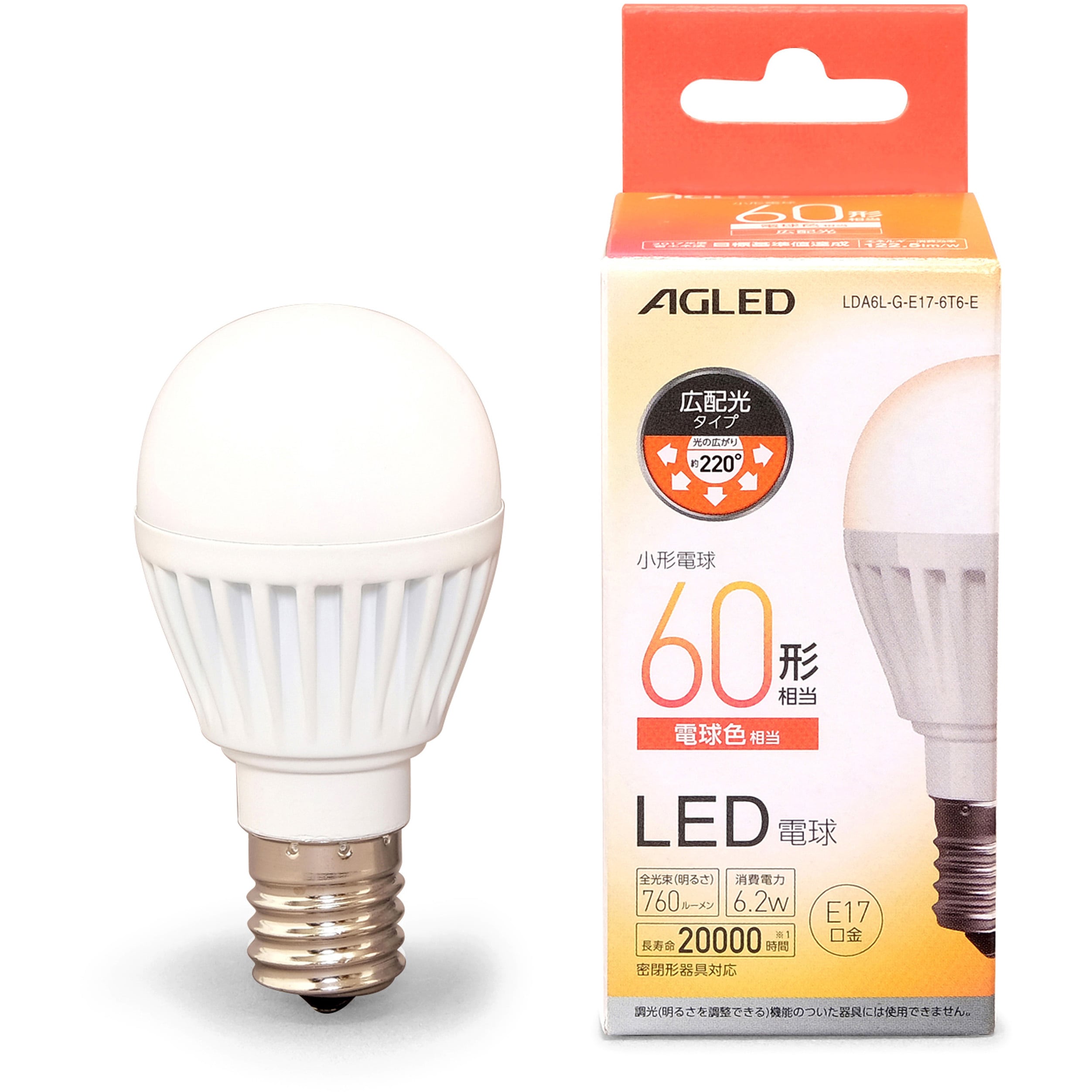 LDA6L-G-E17-6T6-E LED電球 E17 広配光 20000時間タイプ T6 アイリス