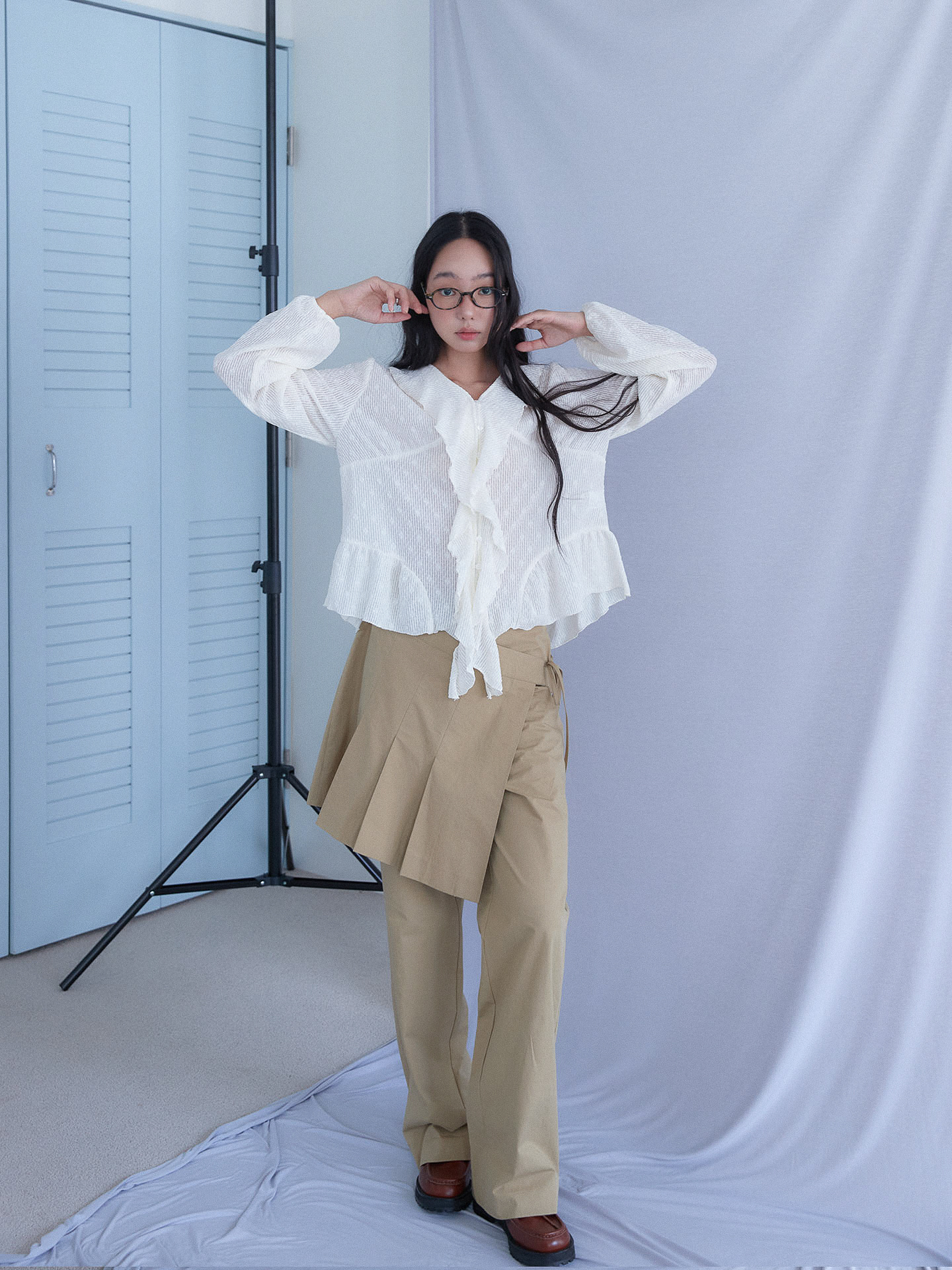 PLEATS SKIRT LAYERED PANTS [ CAMEL ] | ファッション通販サイト NUGU