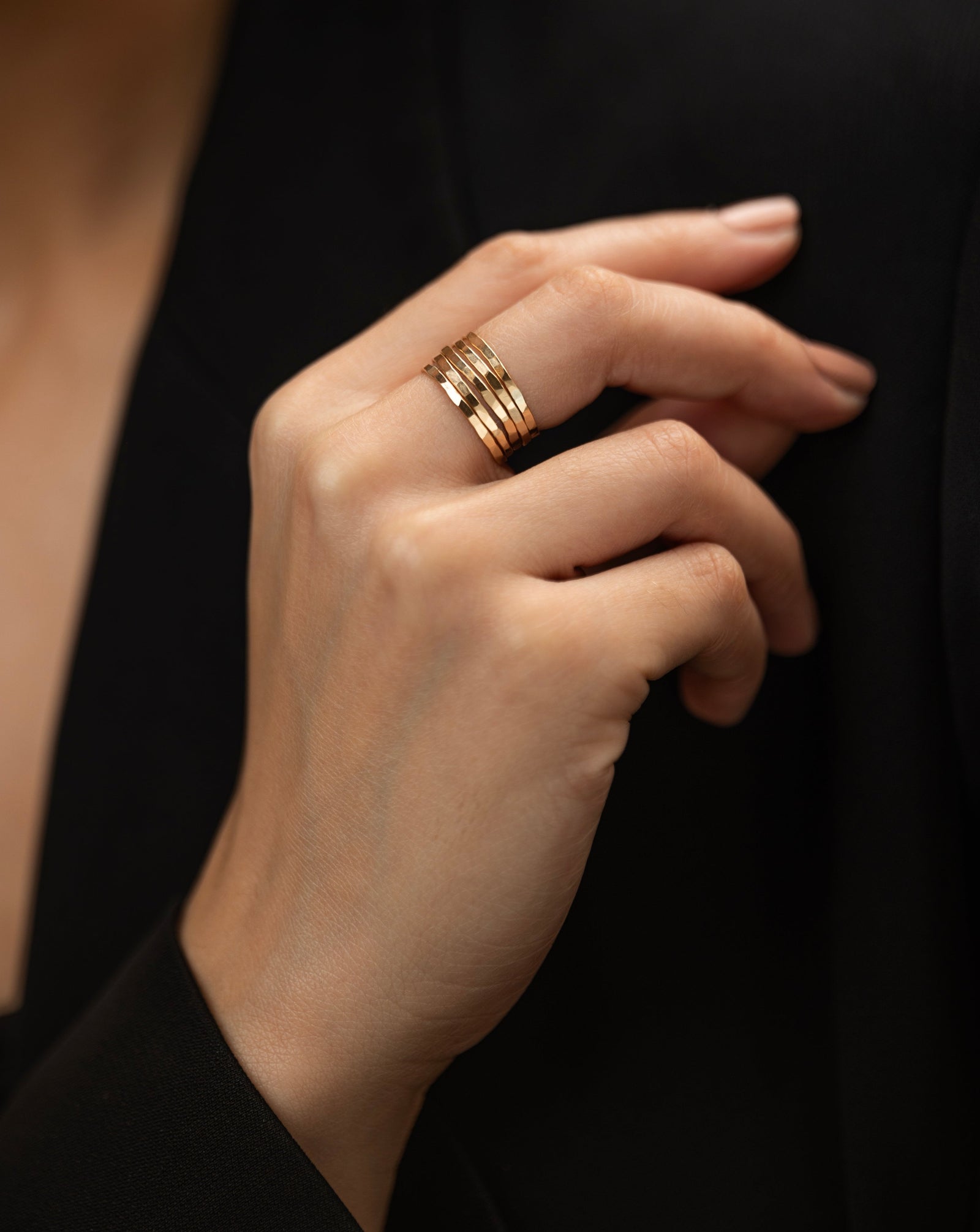 Set of 5 Hammered Bands - Judith Bright Designer Jewelry