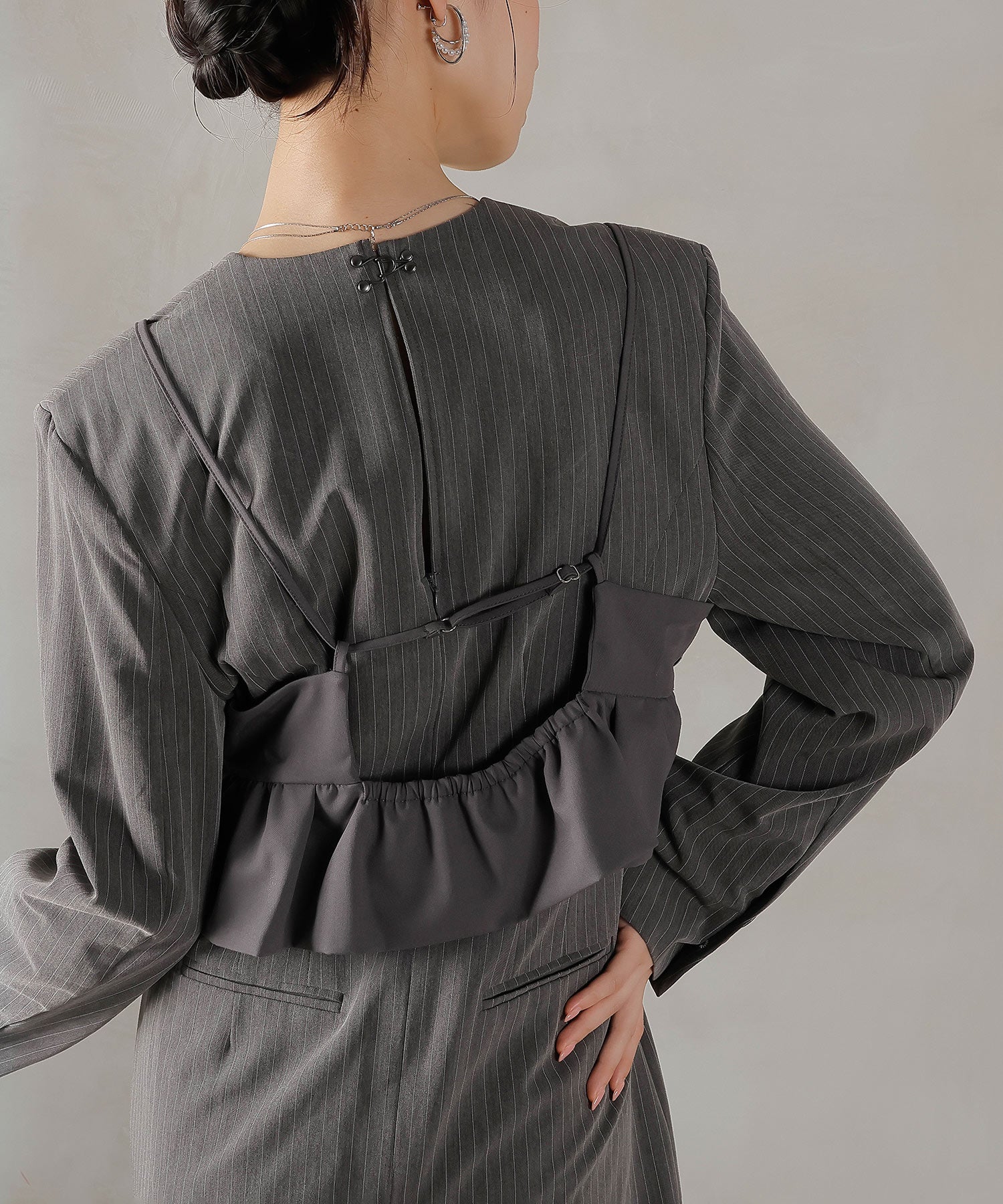 ストライプテーラード ビスチェ ドレス 2点セット