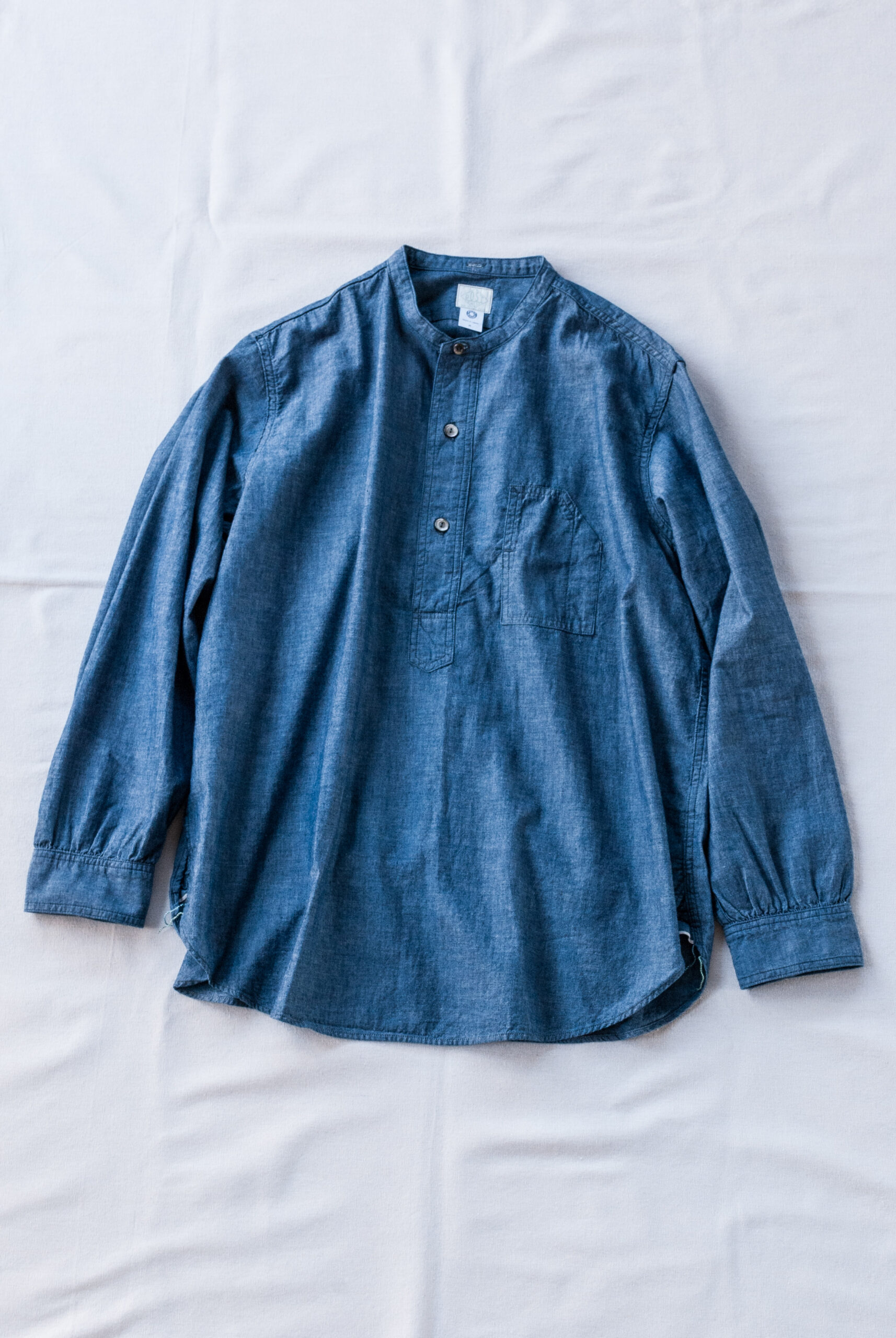 Post O'Alls Band Collar Shirt Classic Chambray Indigo | kado〔カド