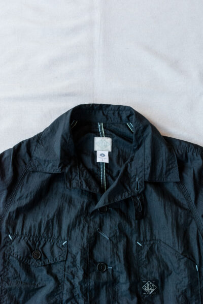 Post O'Alls Engineer's Jacket Crinkle Nylon Taffeta Black | kado