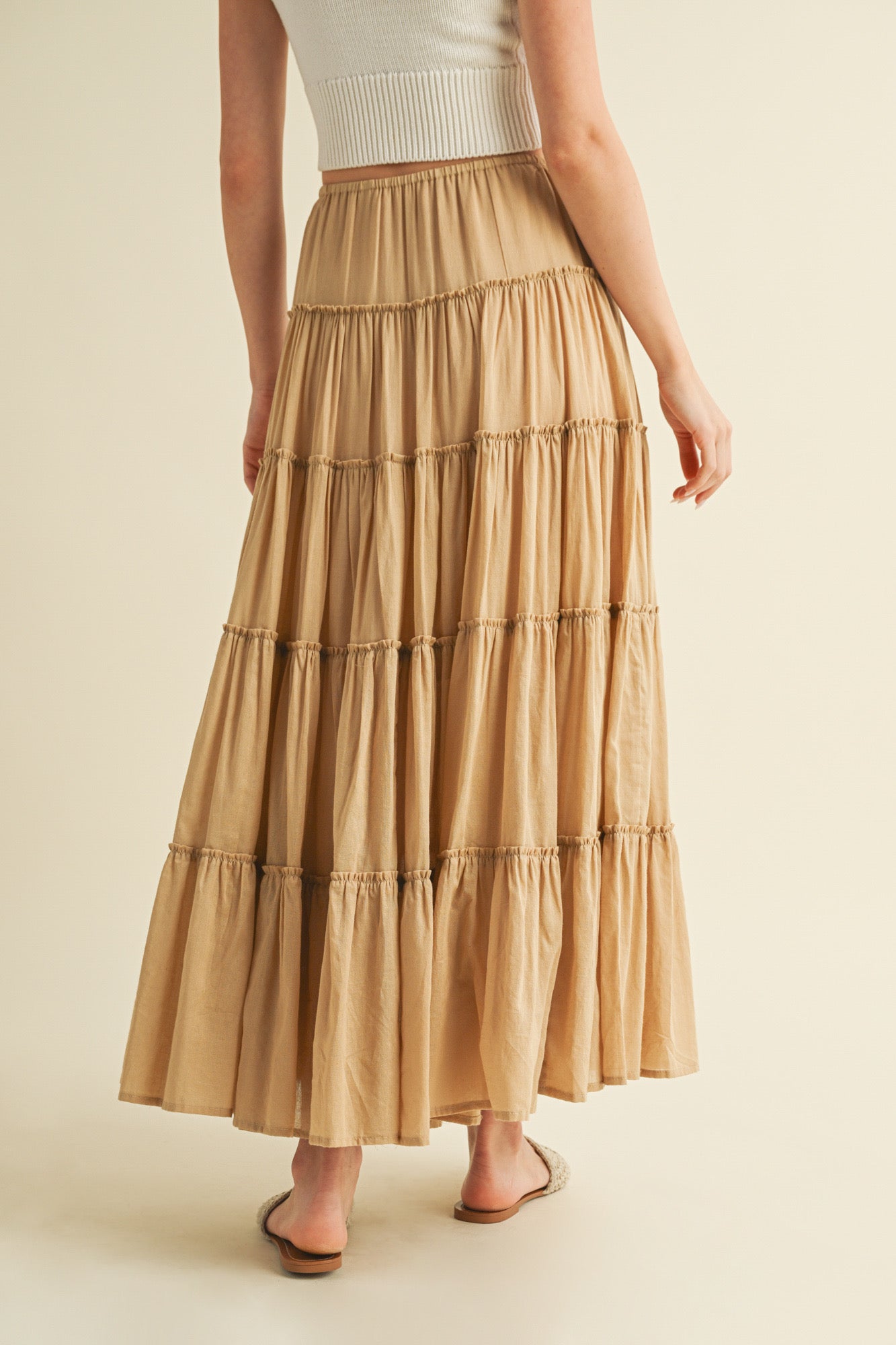 TIERED MAXI SKIRT (TAUPE) – KaLi Trends