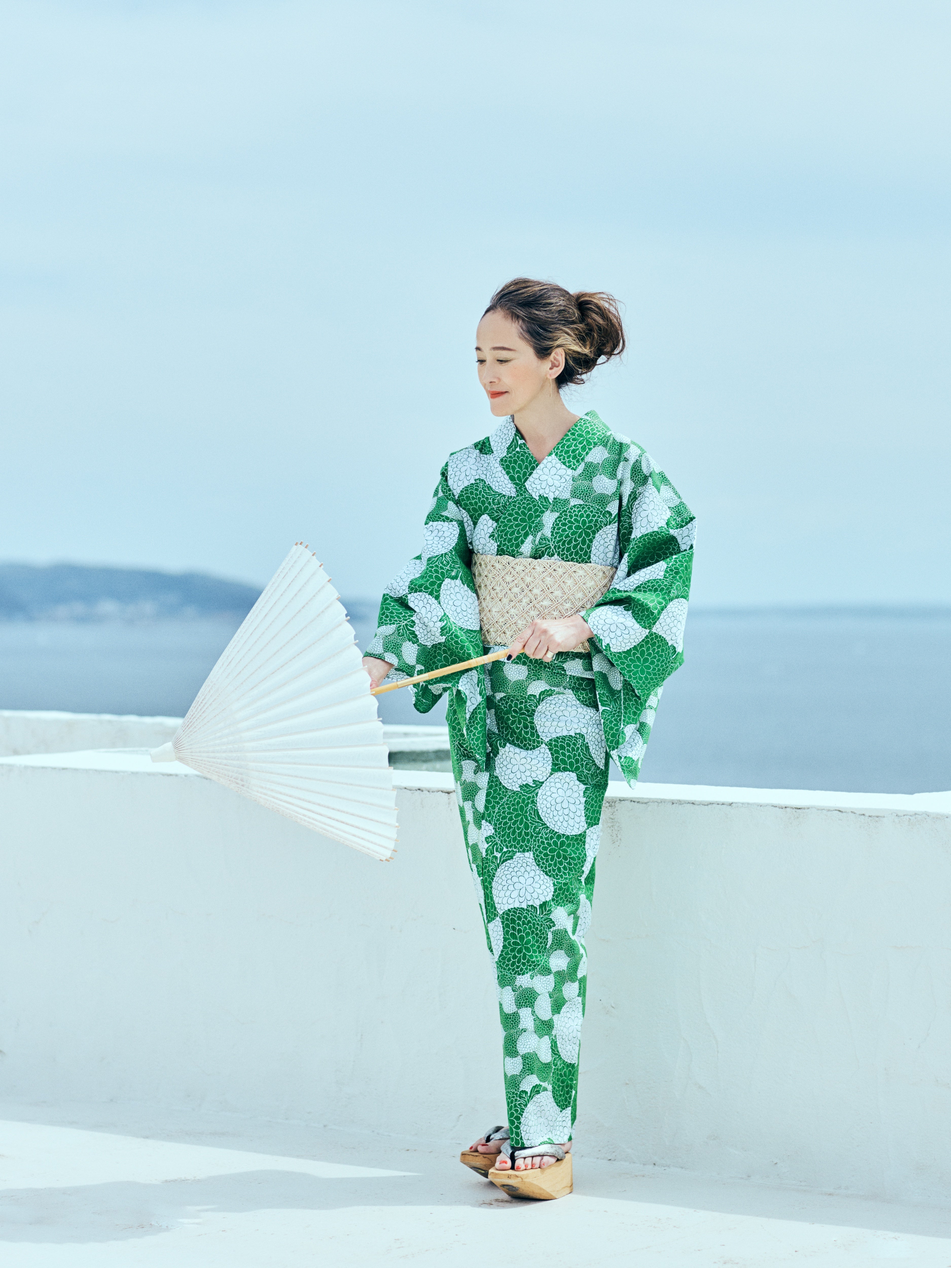 浴衣｜ポンポン菊 緑｜KAPUKI × 西岡ペンシル