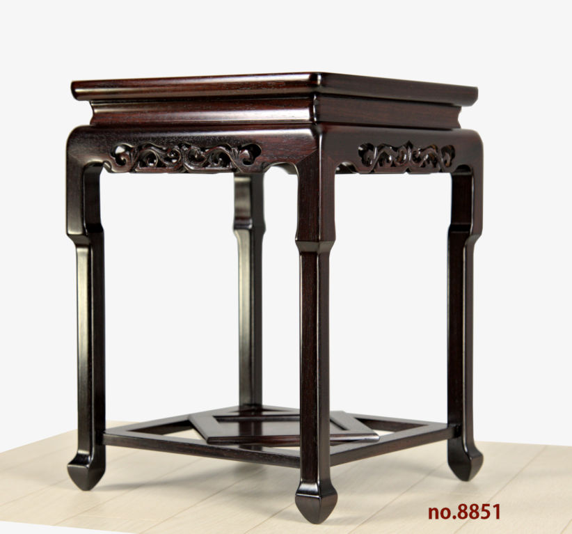 安藤AO15 高嶋作 大阪唐木 二重天 紫檀 透彫 平卓 花台 香炉台 飾 安藤