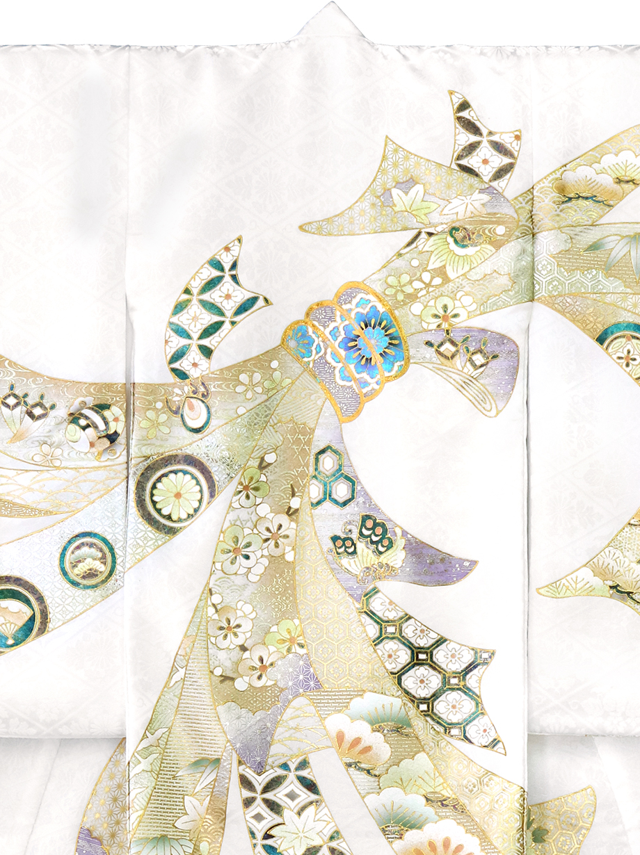 お宮参り産着レンタル／白地に束ね熨斗の祝い着／男女兼用 | お宮参り