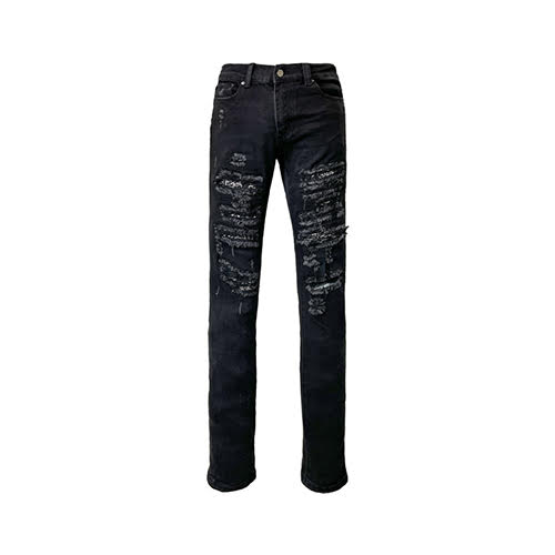 mnml X165 PAISLEY STRETCH SKINNY DENIM - BLACK/BLACK | KingStar