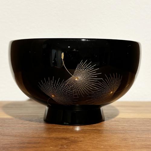 輪島塗 汁椀 (中) -飛花の沈金仕上げ- [内外面とも黒色]｜輪島市の