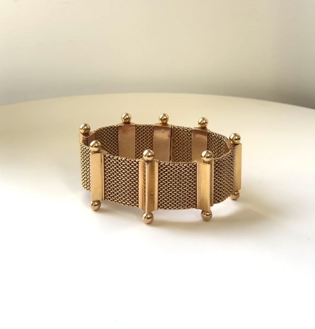 18K Woven Gold Mid-Century Modern Bracelet | Kirsten's Corner