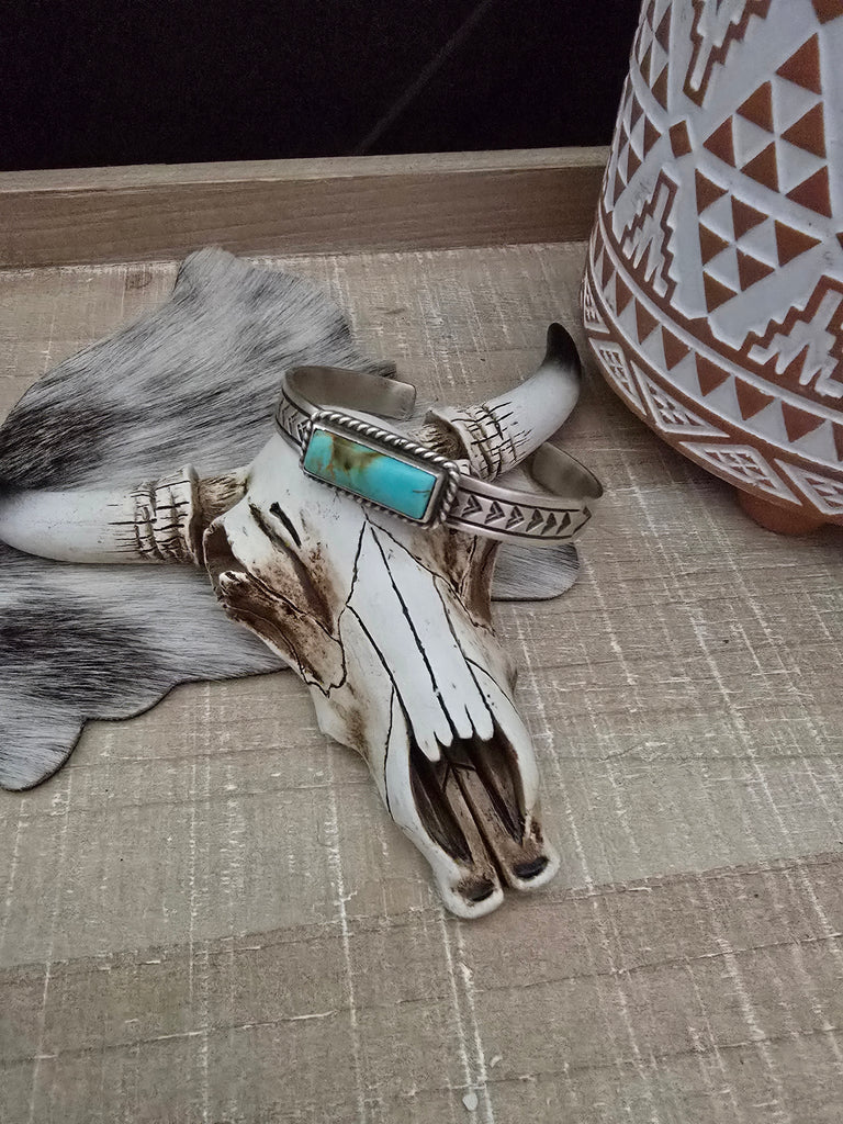 RICK ENRIQUEZ NAVAJO TURQUOISE BAR CUFF – Kittie K Ranch and Co
