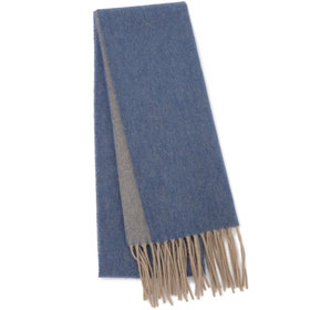 カシミヤ100%マフラー/ネイビー+カーキ/ウォッシャブル/29.5cm×175cm