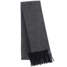 カシミヤ100%マフラー/グレー+ネイビー/ウォッシャブル/29.5cm×175cm