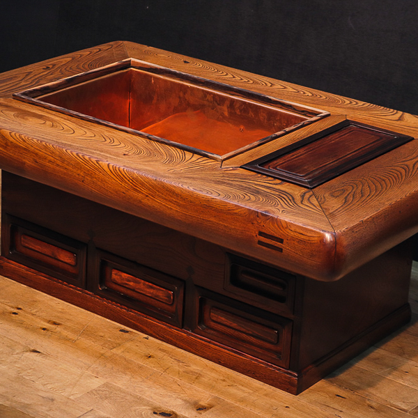 天然木 火鉢 囲炉裏 無垢 関西火鉢 長火鉢 火鉢 囲炉裏 大和火鉢 座敷