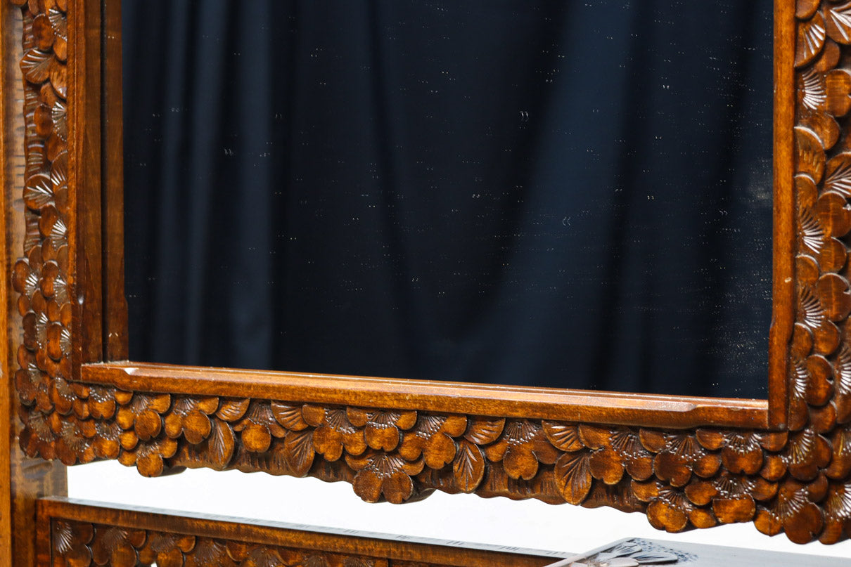 アンティーク軽井沢彫り ミラー 鏡 姿見 櫻 アンティーク軽井沢彫り