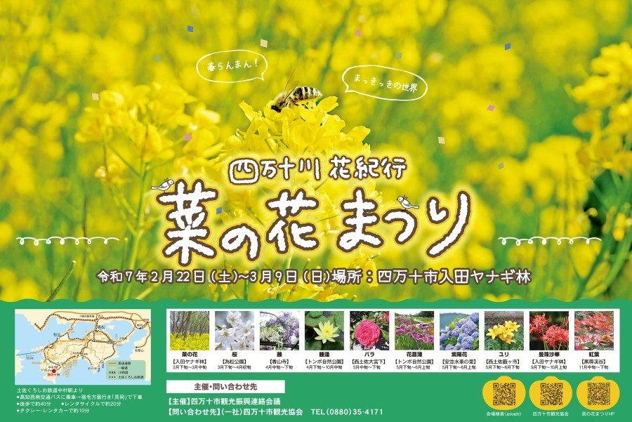2025年】四万十市で「菜の花まつり」（入田ヤナギ林）｜期間中の土日