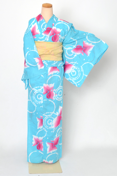 浴衣[水色・金魚]｜着物レンタルあき (来店着付け無料・全国配送無料)