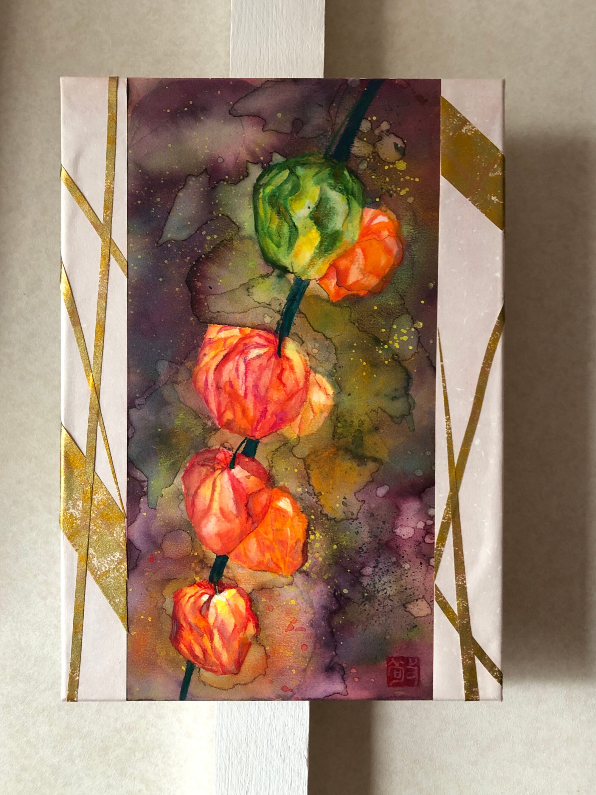 水彩色鉛筆の使い方】「鬼灯（ホオズキ）- 水彩色鉛筆で描く幻想的な