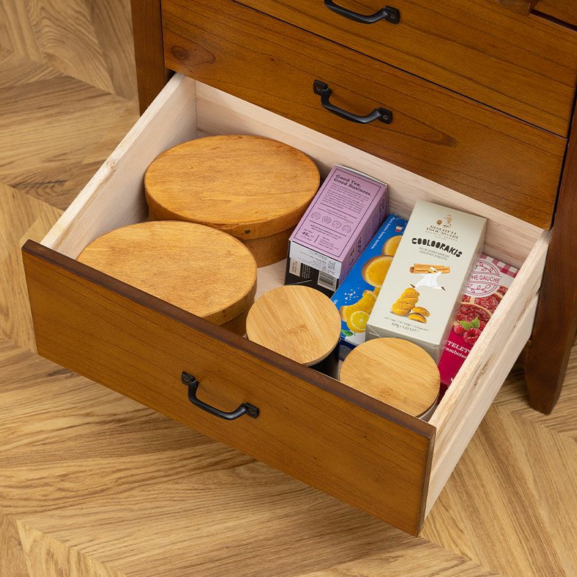 幅60cm 木製 ライティングチェスト アンティーク風 引出し付き 天然木