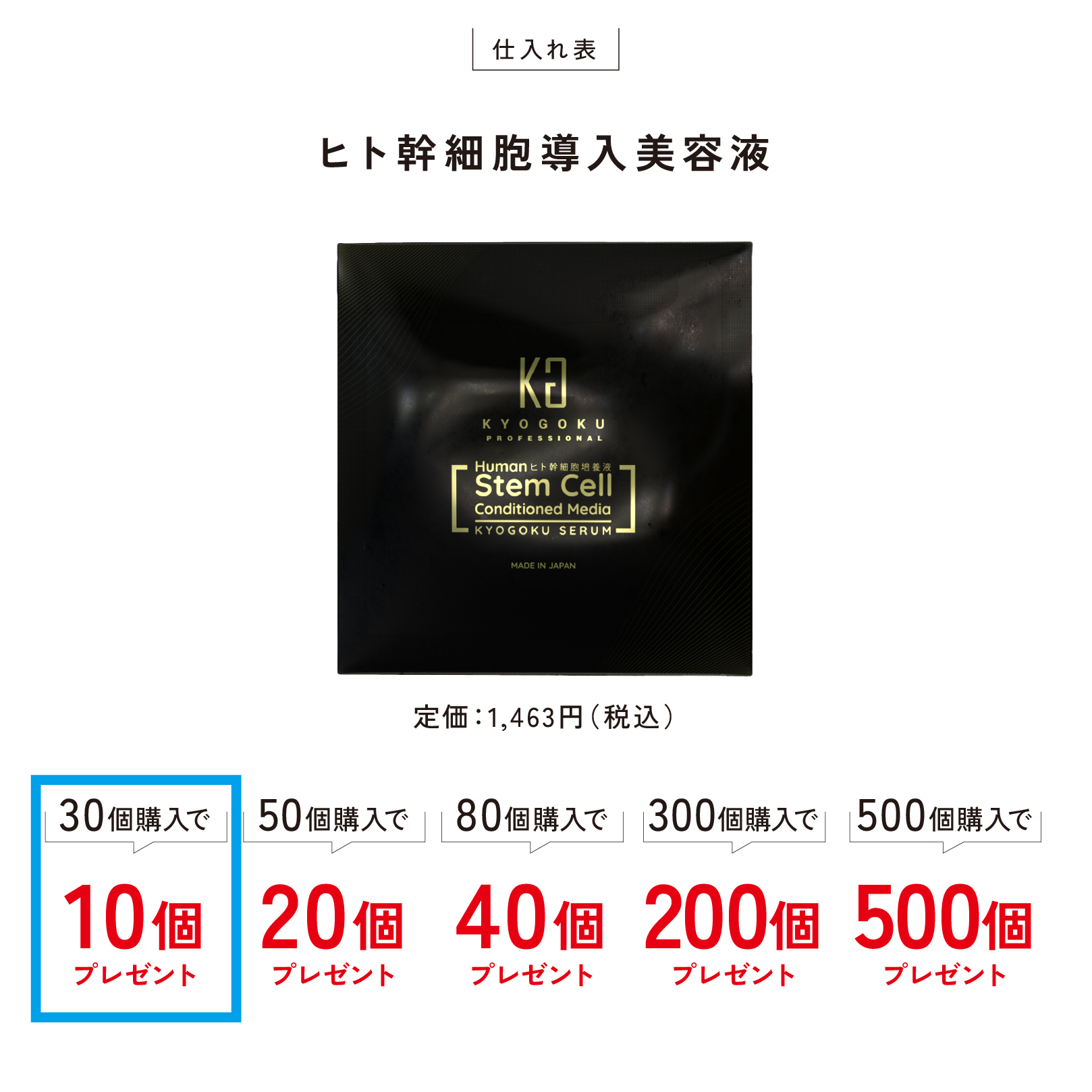 Kyogoku Professional / ヒト幹細胞導入美容液 30個購入で10個プレゼント