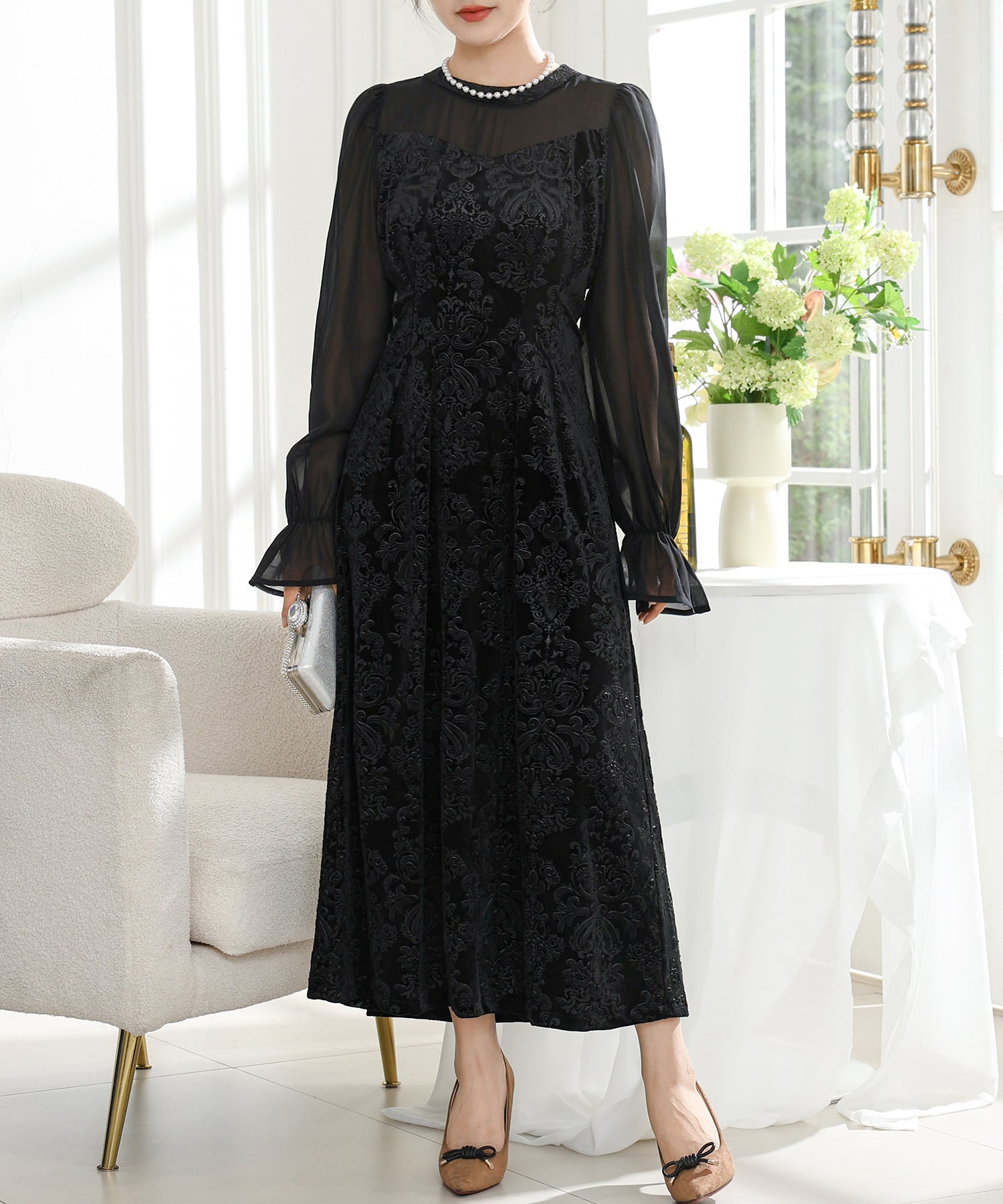 レース スパンコール ドッキング キャンディスリーブ ドレス – Lace Ladies