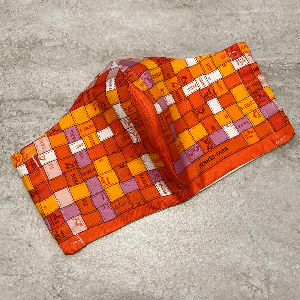 Hermes Orange Bolduc Au Carre Silk Scarf Face Mask – Ladybag