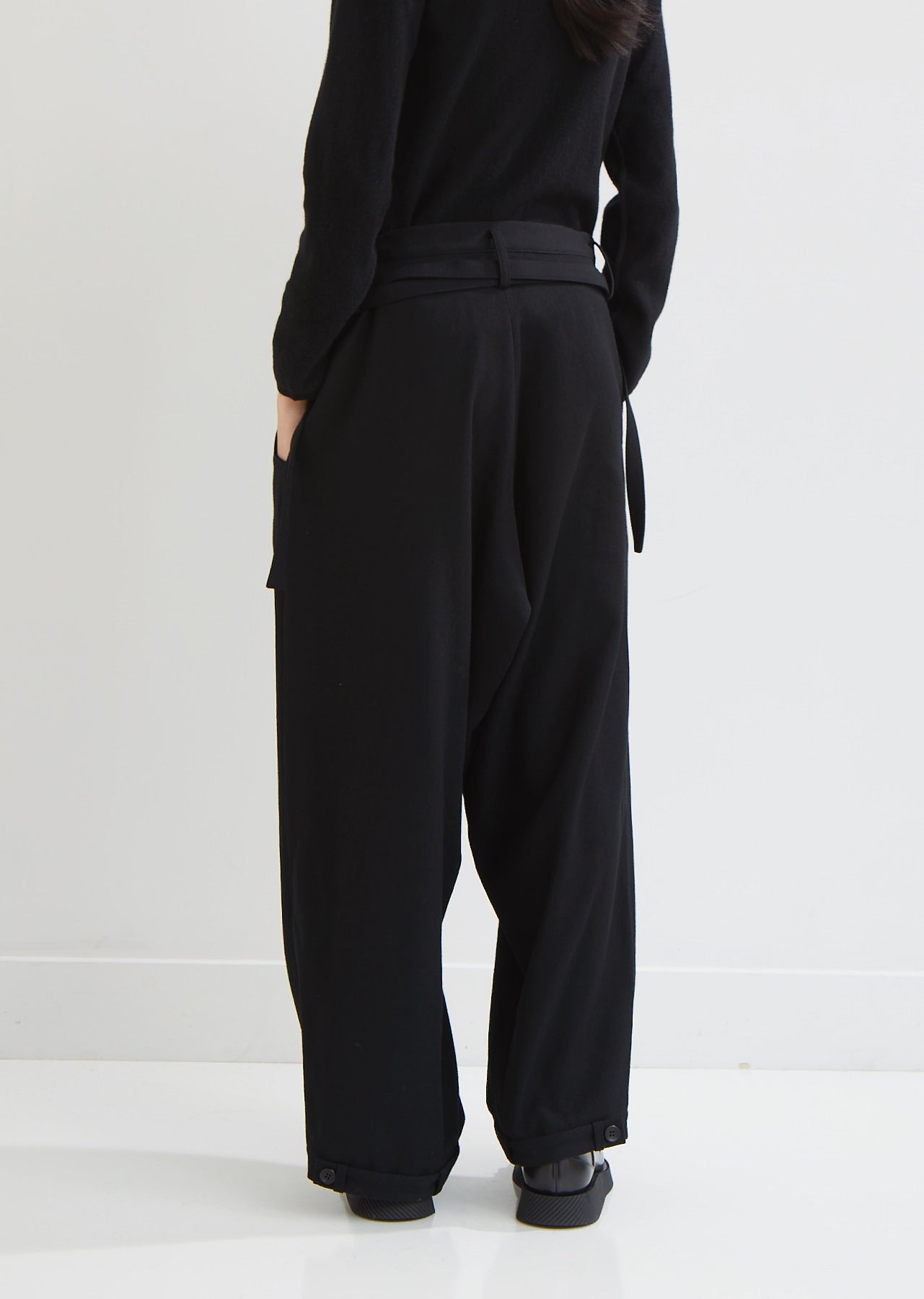 Belted Wide Leg Wool Pants by Yohji Yamamoto– La Garçonne