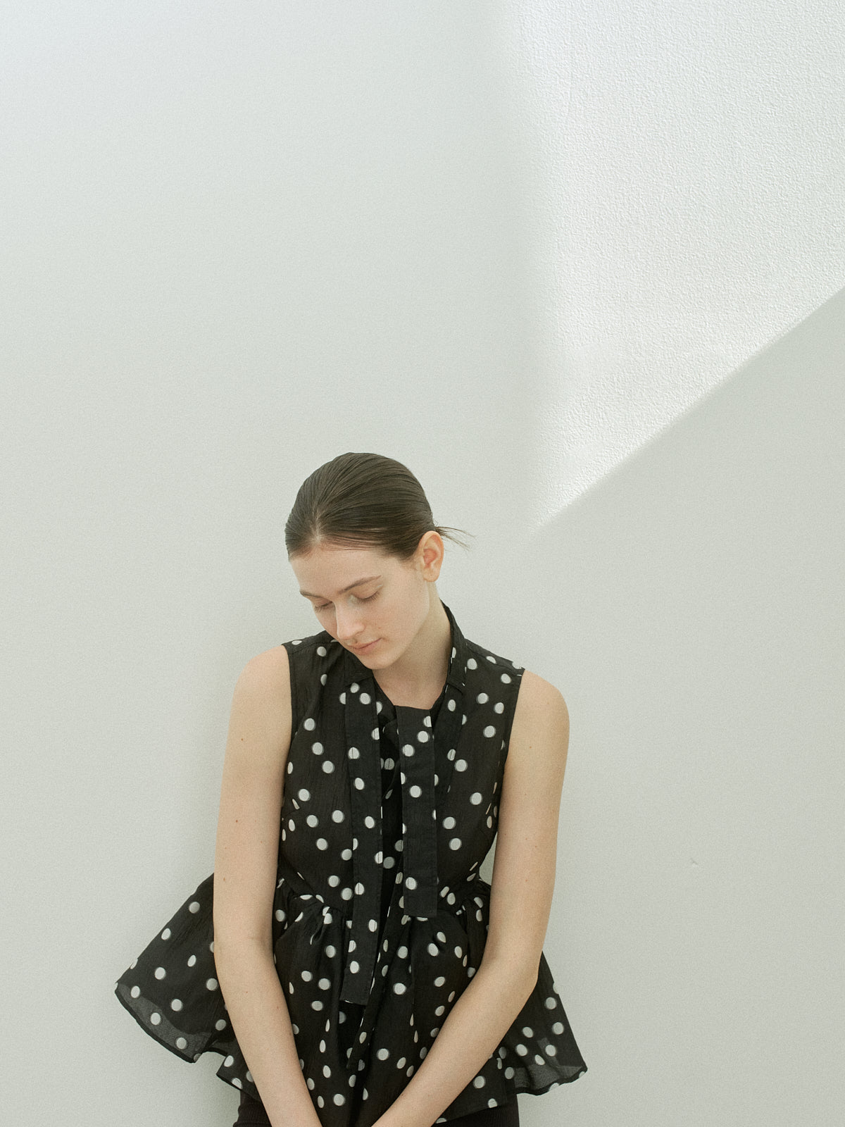 Sheer Polka Dot Ribbon Blouse – L'AUBE BLANC