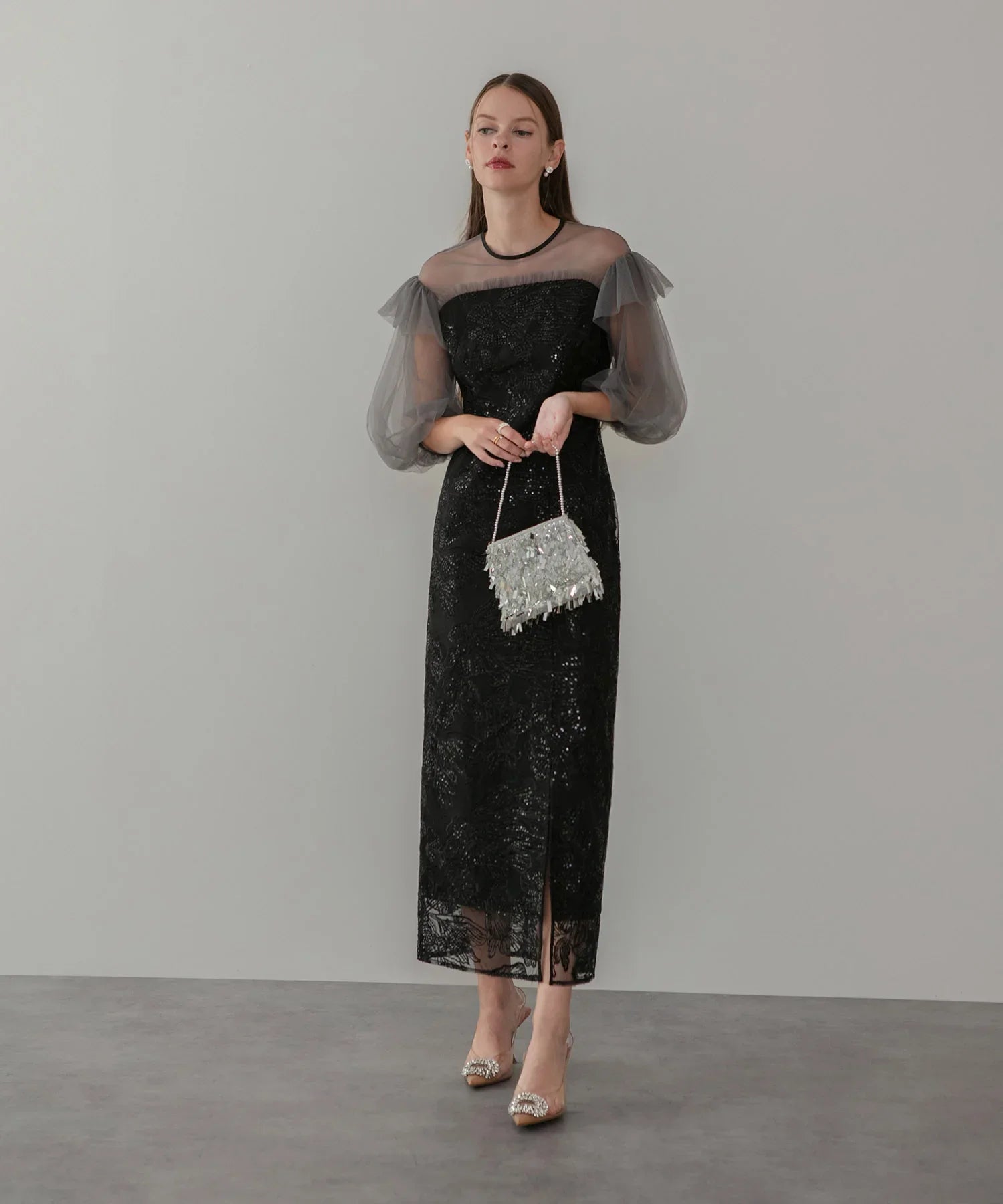 当日発送】フラワースパンコールシアーフリルスリーブIライン