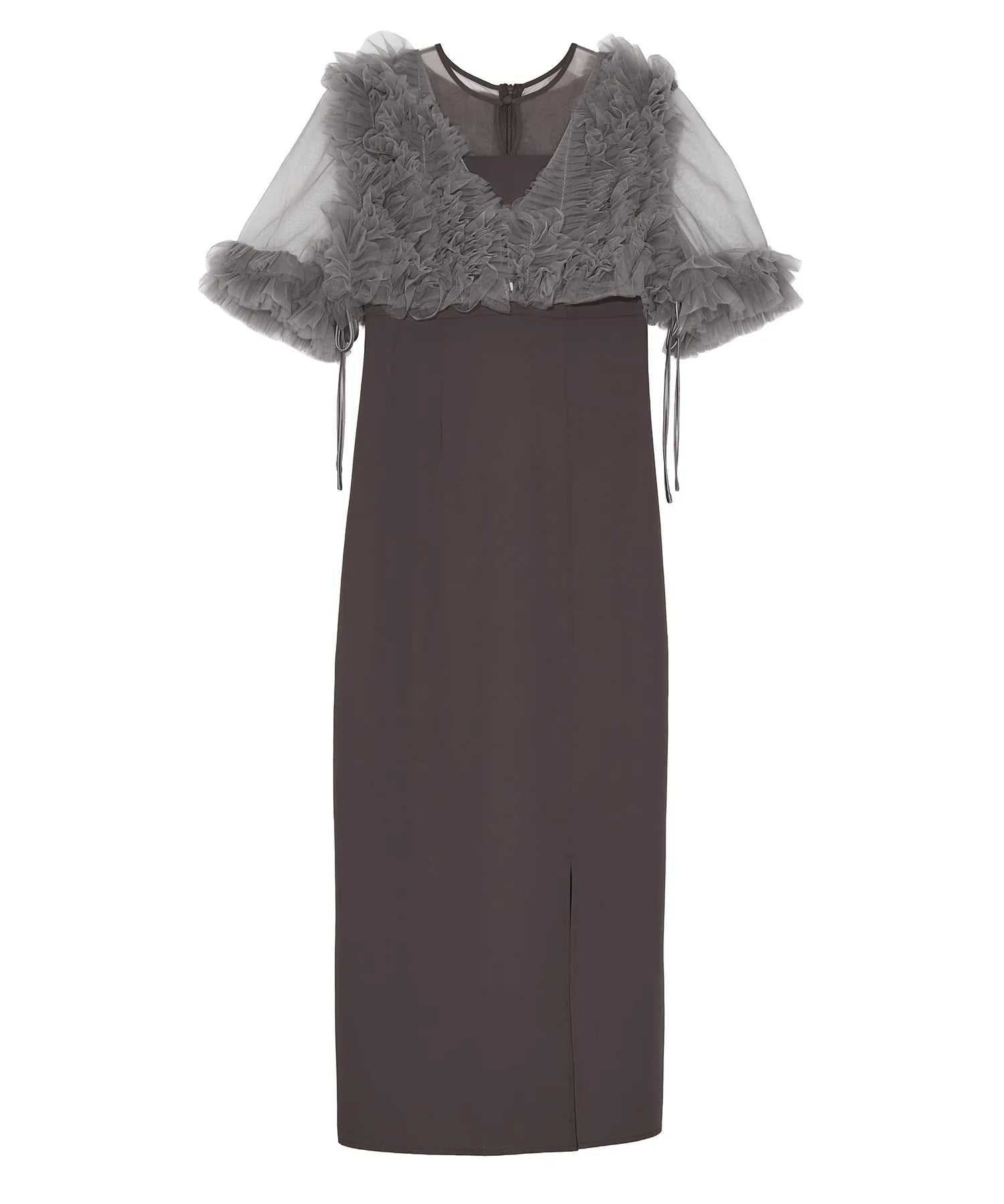 当日発送】チュールフリルビスチェIラインワンピースドレス